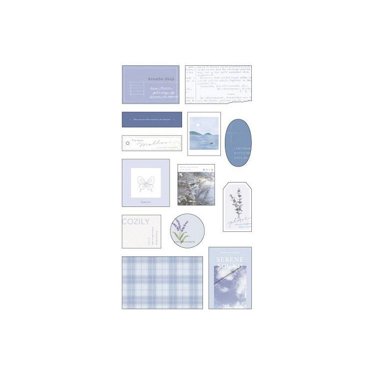 Mind Wave | Vintage Paper Style Sticker Set – Blue