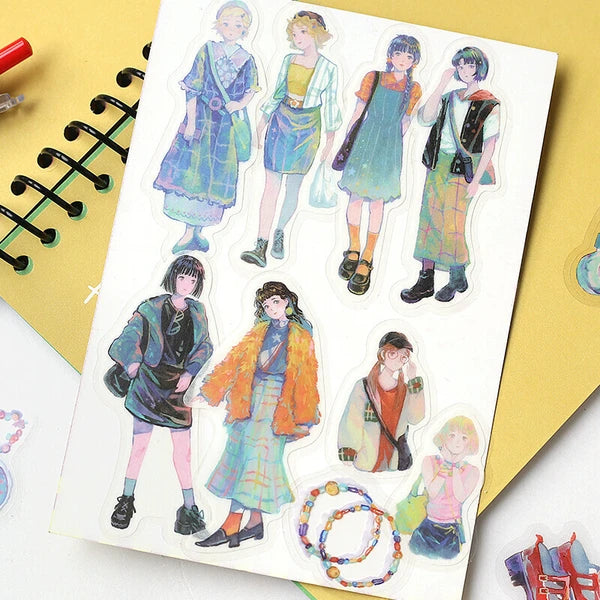 Detalles de las pegatinas decorativas de la marca japonesa BGM inspiradas en la moda japonesa de Harajuku