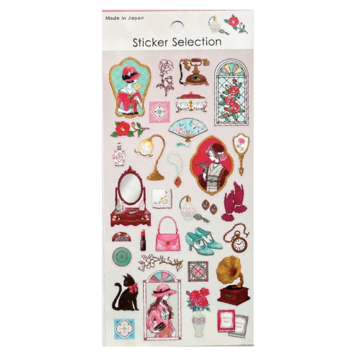 Pegatina japonesa diseño vintage tonos rosas