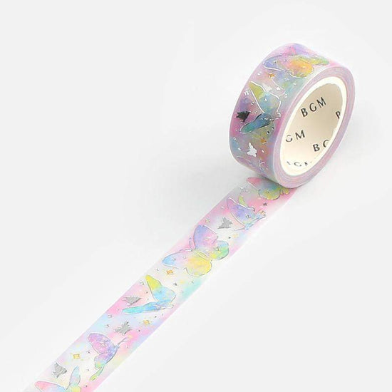 BGM | Washi Tape Mariposas Pastel con Foil Dorado
