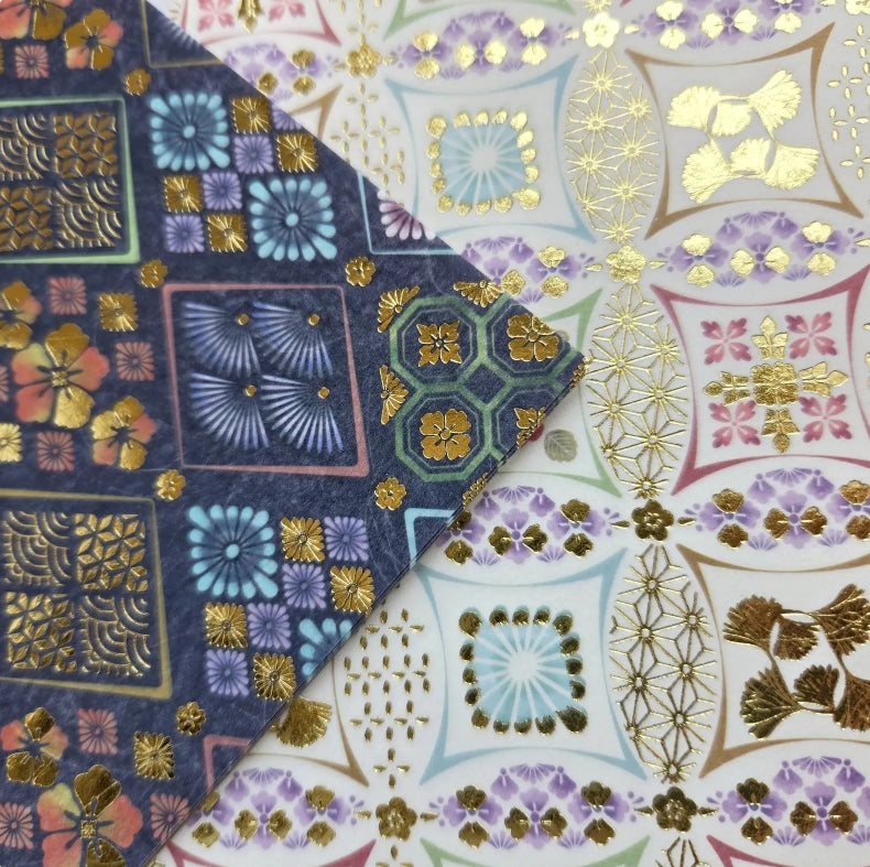 Amifa | Papel decorativo – Washi japonés con foil dorado