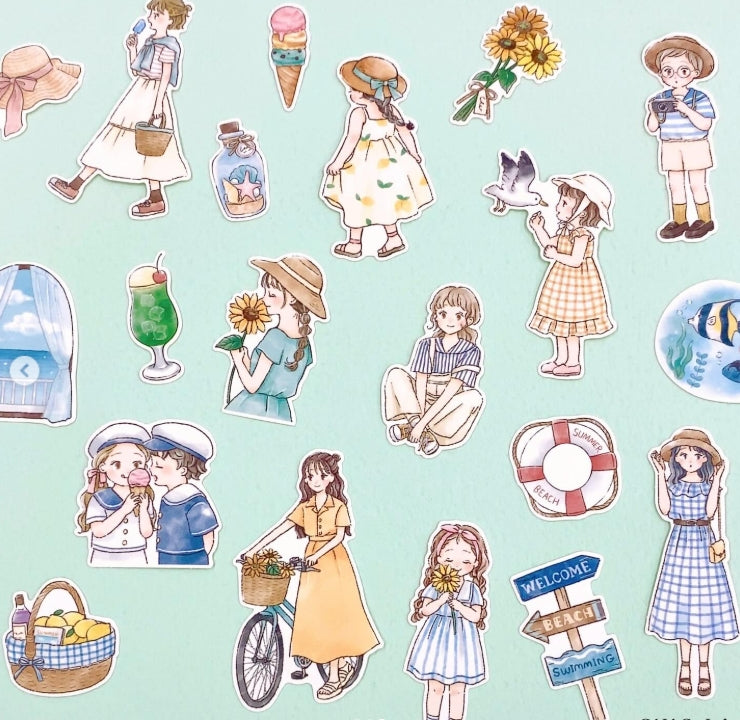 vista detallada de las pegatinas japonesas de verano