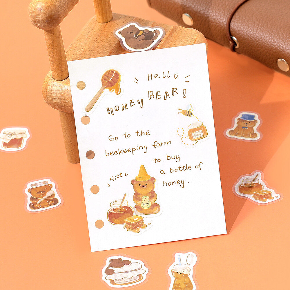 BGM | Pegatinas Flake Fuwafuwa Animals - Honey Bear