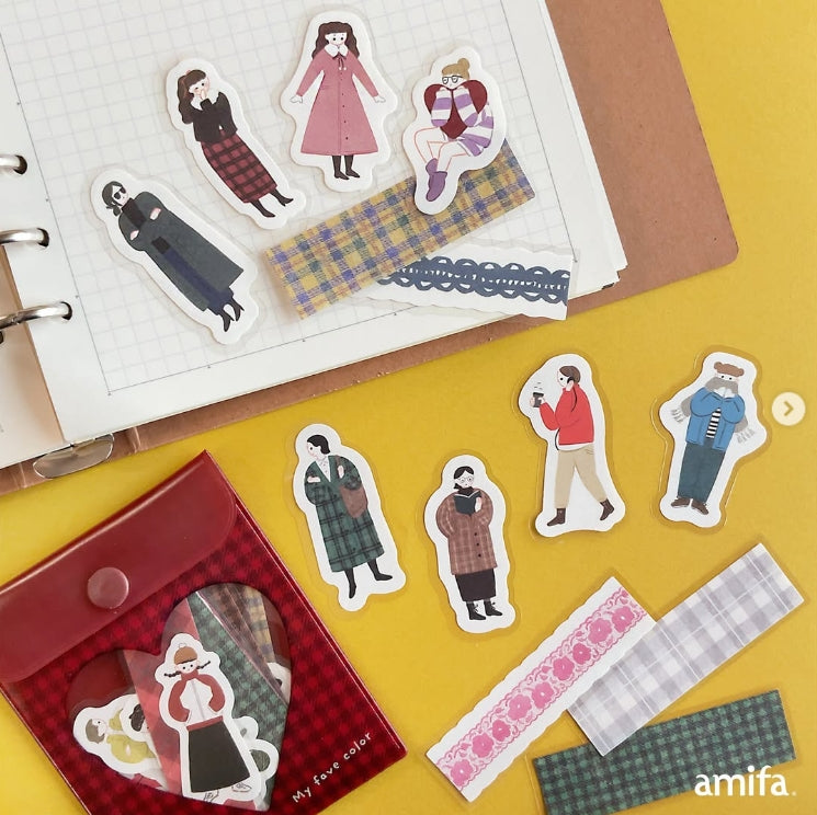 Pegatinas aplicadas en un bullet journal o planner.