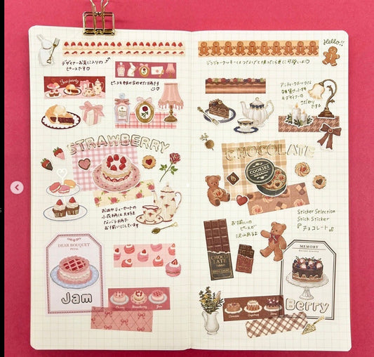 pegatinas usadas para decorar una libreta de forma kawaii