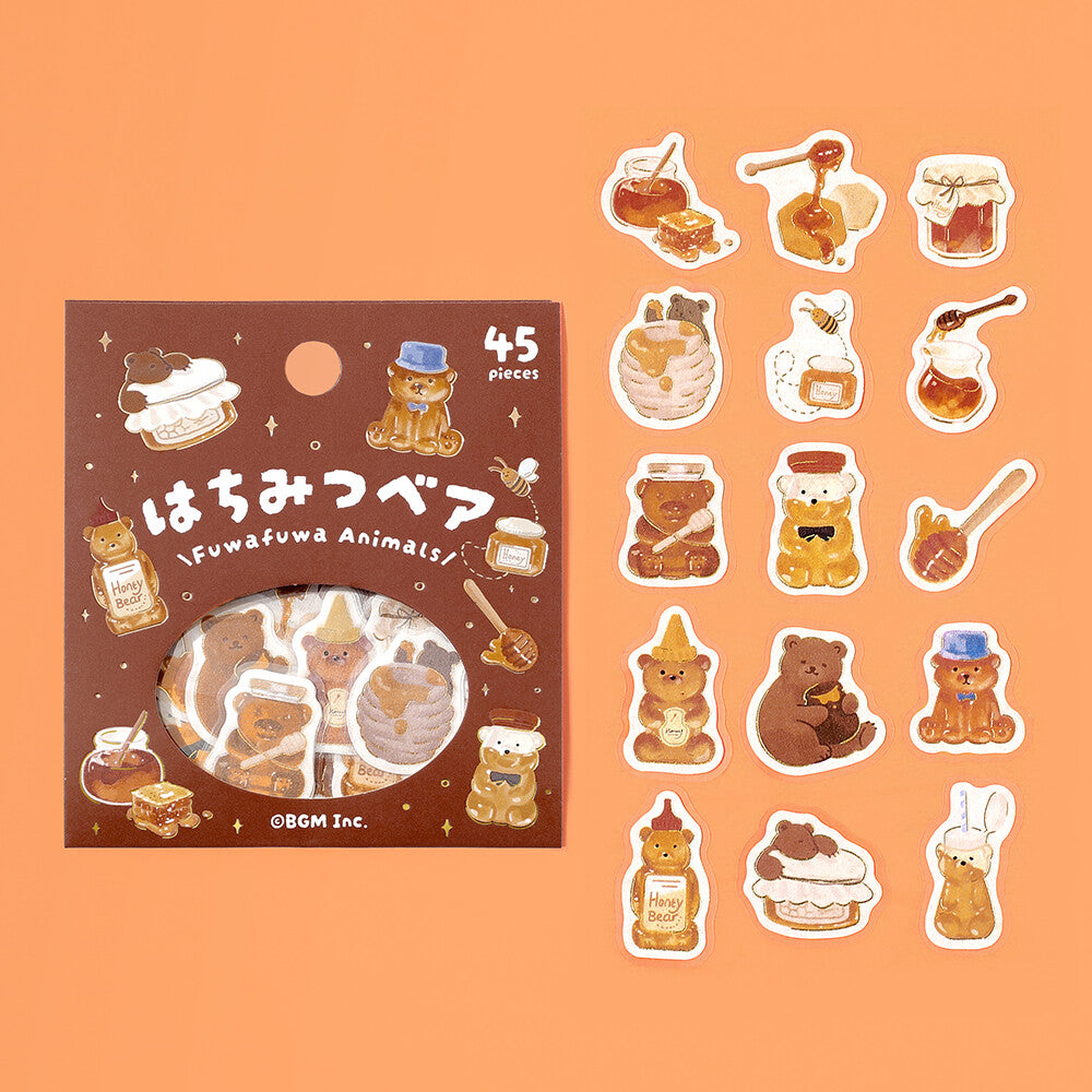 BGM | Pegatinas Flake Fuwafuwa Animals - Honey Bear