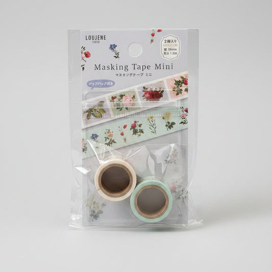 Set de washi tape mini Loujene Tokyo con flores estilo acuarela en tonos suaves