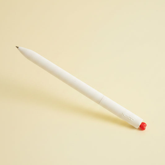 Bolígrafo Kaco minimalista color blanco con detalle de corazón