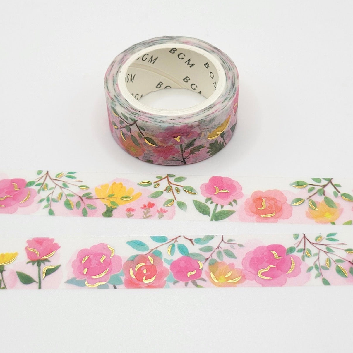 BGM | Washi Tape Rosas con Foil Dorado