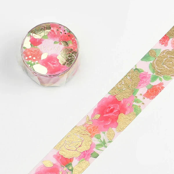 BGM | Washi Tape Rosas y Claveles con Foil Dorado