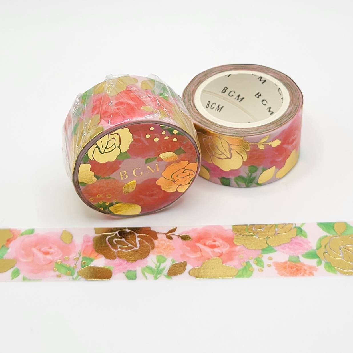 BGM | Washi Tape Rosas y Claveles con Foil Dorado