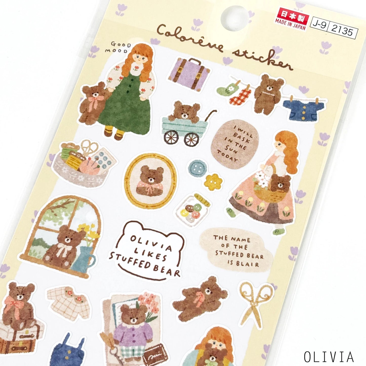 muestra cercana de pegatina daiso, nagomi papelería japonesa en España colorene sticker