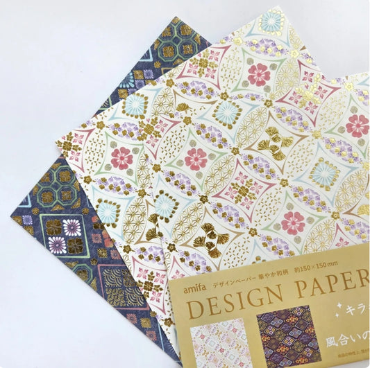 Amifa | Papel decorativo – Washi japonés con foil dorado