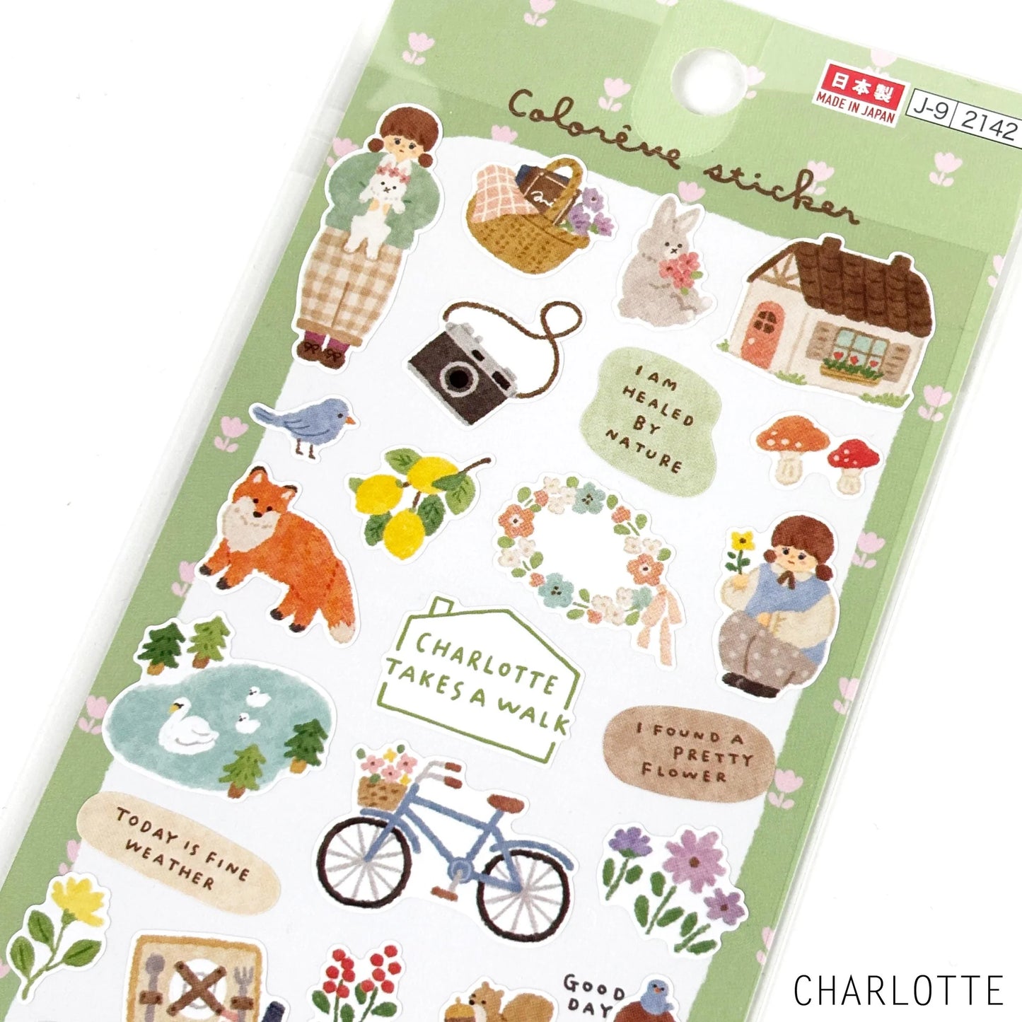 muestra cercana de pegatina daiso, nagomi papelería japonesa en España colorene sticker