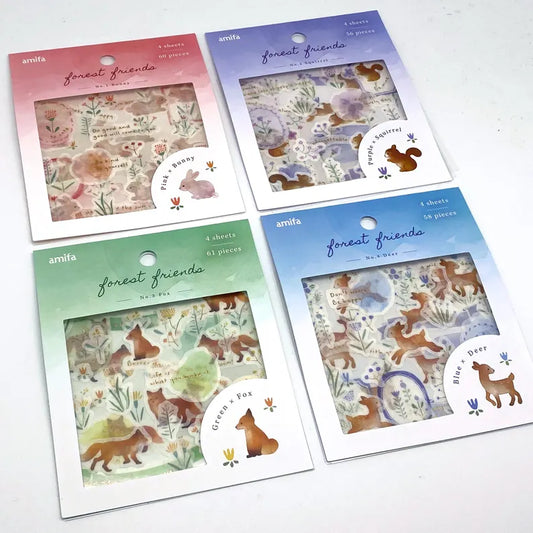 Hermosas pegatinas de animales silvestres con detalles encantadores. Perfectos para decorar agendas, diarios y proyectos creativos, zorros, conejos, ardillas.