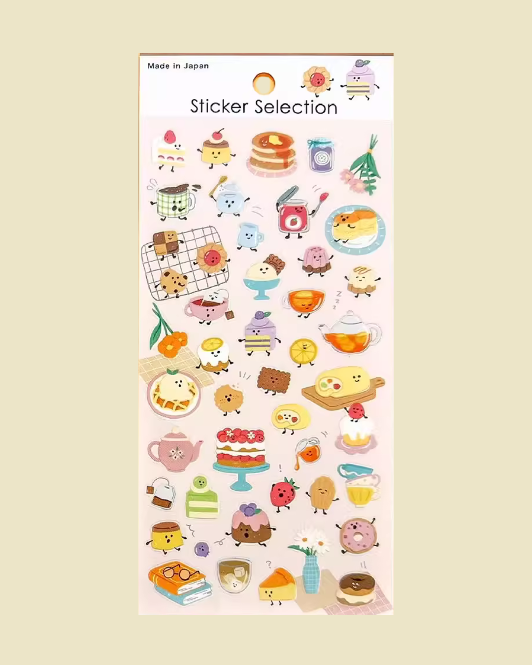 Pegatinas japonesas Gaia Sticker Selection Friendly Food con ilustraciones kawaii de dulces. Hechas en Japón.