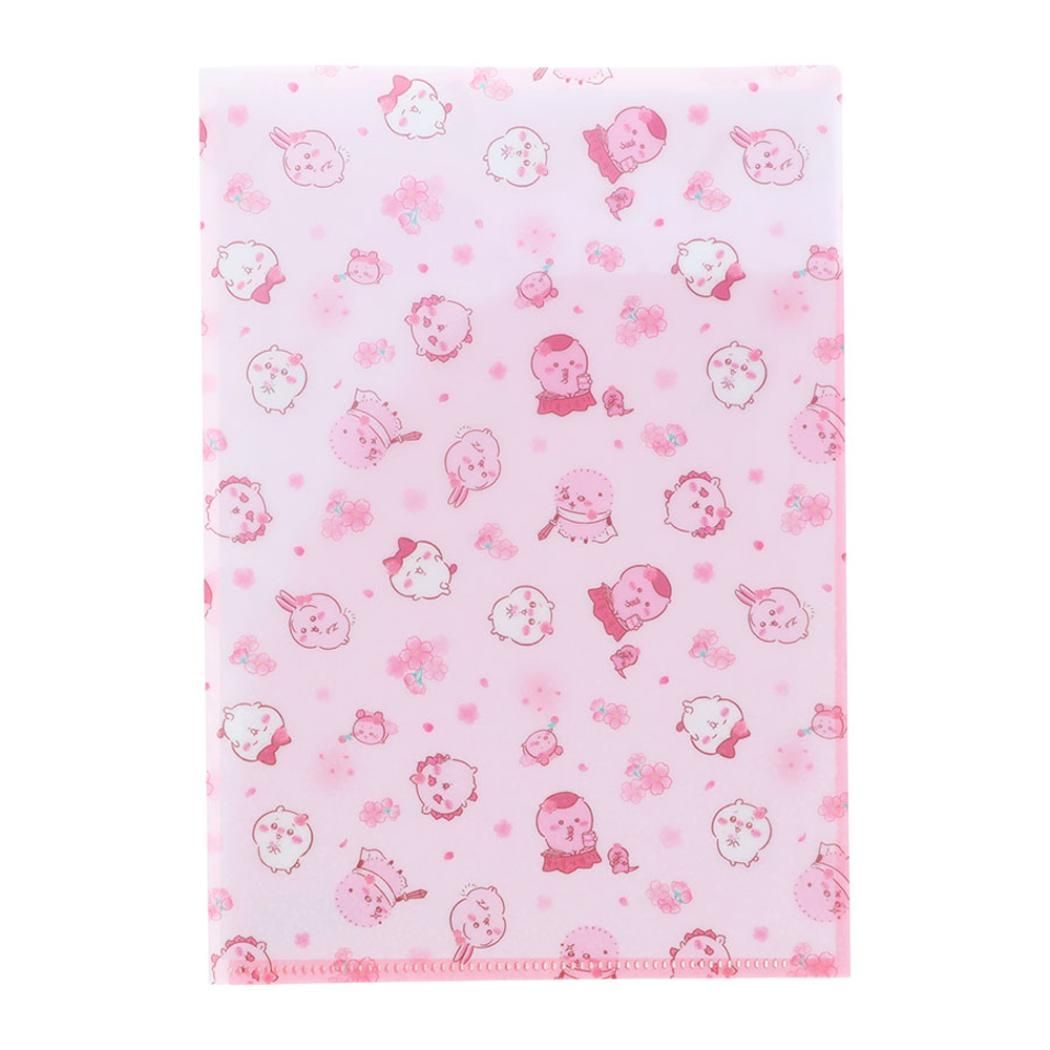 Carpeta portadocumentos A4 Chiikawa Sakura Pink con estampado kawaii y flores de cerezo, ideal para cole y oficina. Nagomi Papelería.