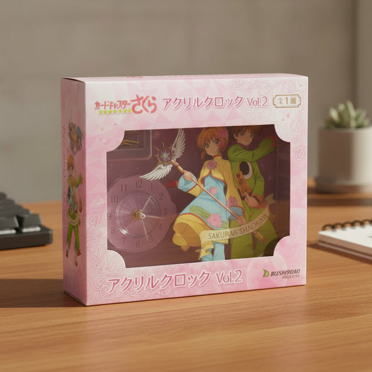 Reloj acrílico coleccionable en tonos rosa pastel (Bushiroad Creative), ideal para decoración kawaii y regalos. En Nagomi Papelería, papelería japonesa en España.