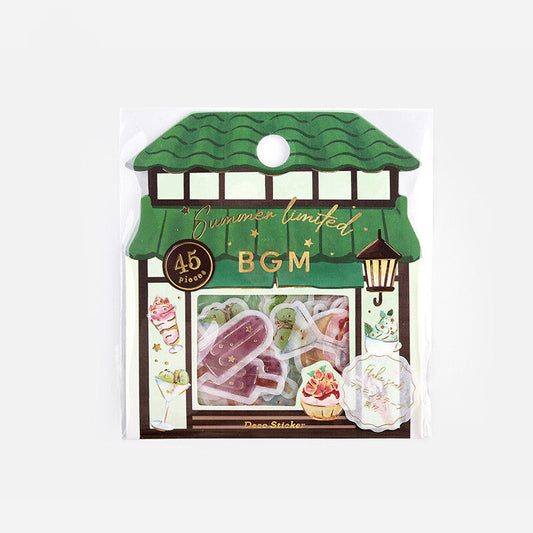 Set de pegatinas BGM con dulces de verano japoneses en washi y foil dorado
