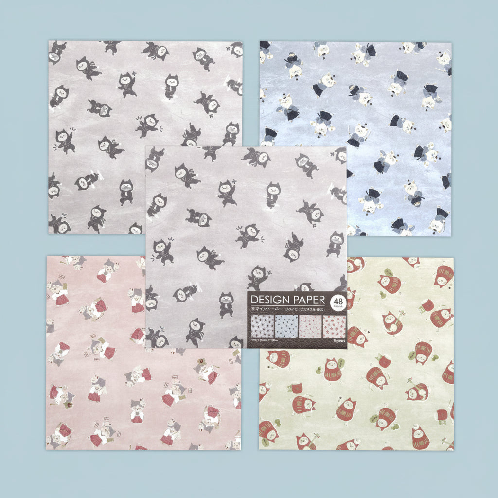 Kyowa | Papel decorativo 15 × 15 cm – Gatos Estilo japonés