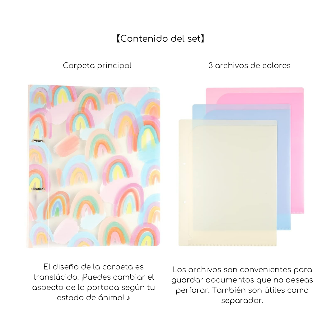 Greeting Life | Carpeta B5 de 2 Anillas con Archivos | Rainbow Chic