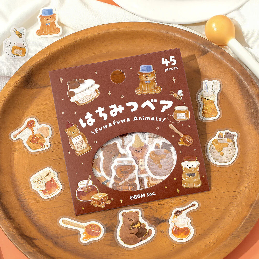 BGM | Pegatinas Flake Fuwafuwa Animals - Honey Bear