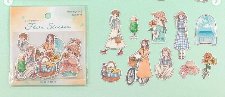 pack de pegatinas flake gaia verano  japonés