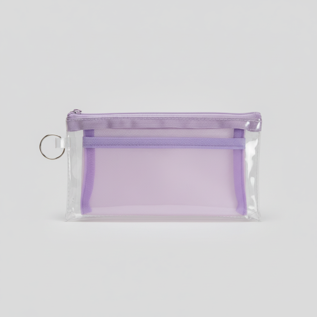 Estuche transparente Daiso Japón vista frontal otra perspectiva