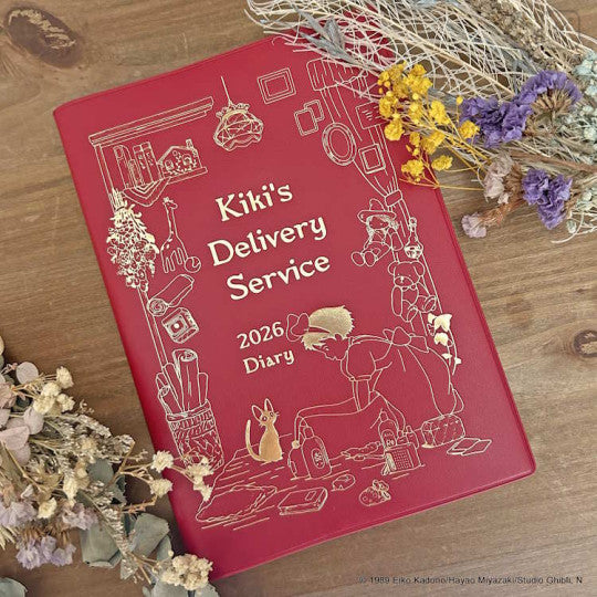agenda 2026 kiki delivery service cubierta roja detalles dorados papeleria japonesa españa