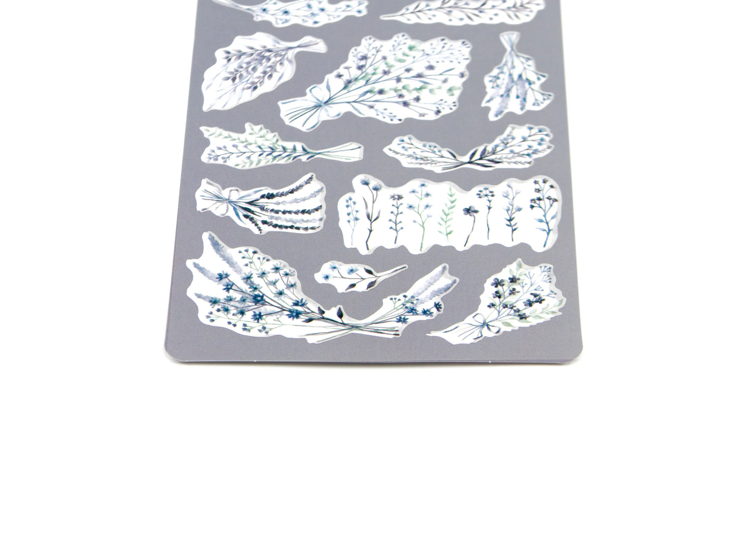 Mind Wave | Pegatinas Decorativas – Hojas Botánicas Blanco & Gris