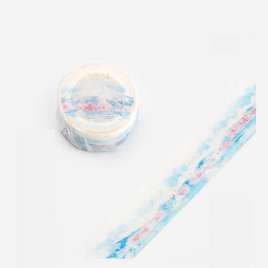 washi tape japonesa de la marca bgm con el monte fuji encprimavera en japón 
