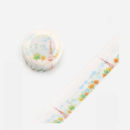 washi tape japonesa marca bgm con la torre de tokio o en inglés tokyo tower
